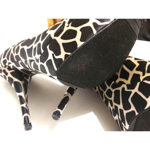 Michael selena womens size 7 leopard pattern fabric bejeweled bow peep toe pumps - Picture 9 of 9